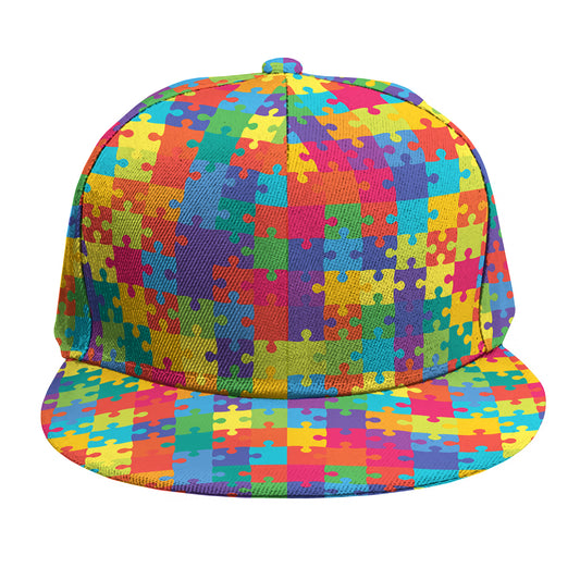 Colorful Autism Awareness Jigsaw Print Snapback Cap