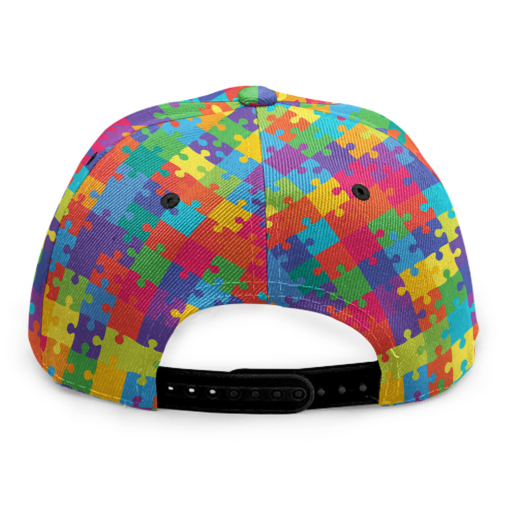 Colorful Autism Awareness Jigsaw Print Snapback Cap