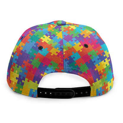 Colorful Autism Awareness Jigsaw Print Snapback Cap