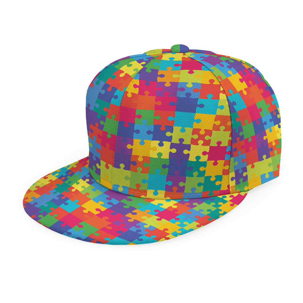 Colorful Autism Awareness Jigsaw Print Snapback Cap