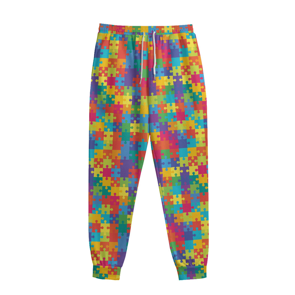 Colorful Autism Awareness Jigsaw Print Sweatpants