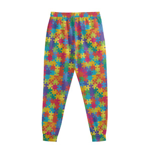 Colorful Autism Awareness Jigsaw Print Sweatpants