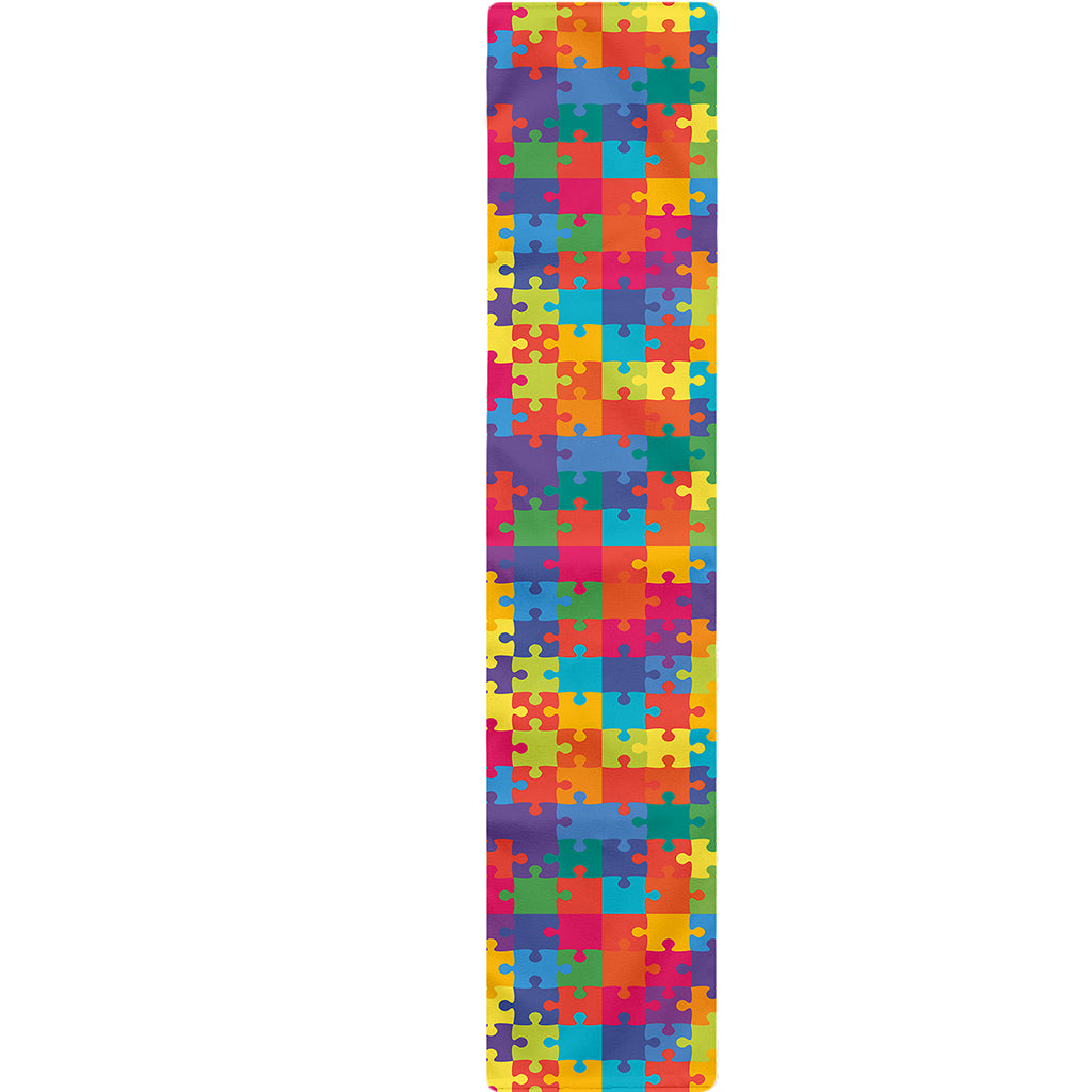 Colorful Autism Awareness Jigsaw Print Table Runner