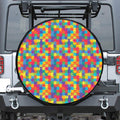 Colorful Autism Awareness Jigsaw Print Tire Cover
