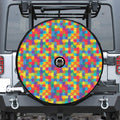 Colorful Autism Awareness Jigsaw Print Tire Cover With Camera Hole