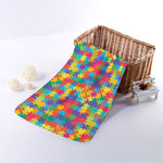 Colorful Autism Awareness Jigsaw Print Towel