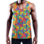 Colorful Autism Awareness Jigsaw Print Training Tank Top