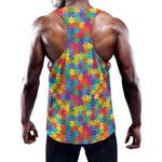 Colorful Autism Awareness Jigsaw Print Training Tank Top