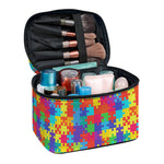 Colorful Autism Awareness Jigsaw Print Travel Makeup Bag