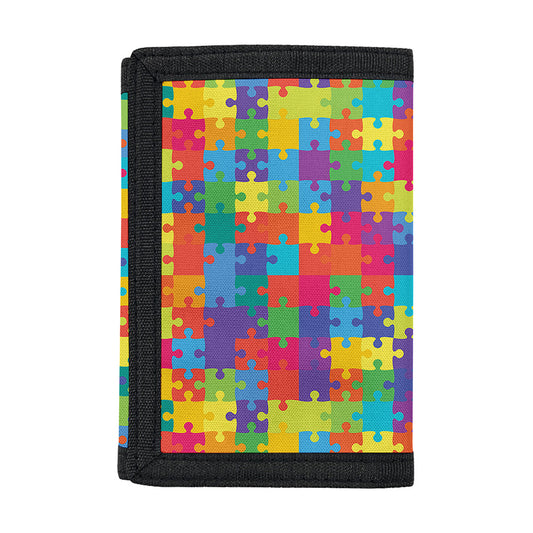 Colorful Autism Awareness Jigsaw Print Trifold Wallet