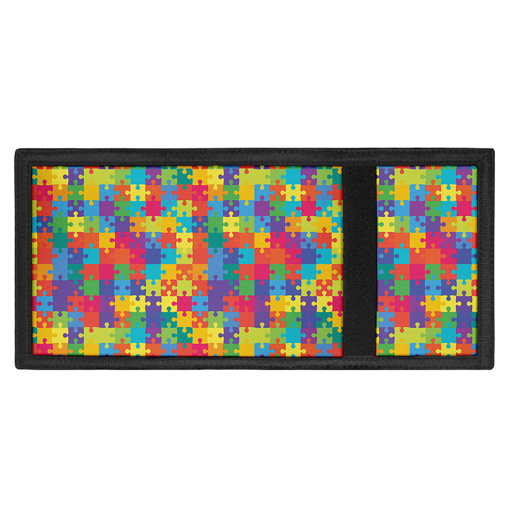Colorful Autism Awareness Jigsaw Print Trifold Wallet