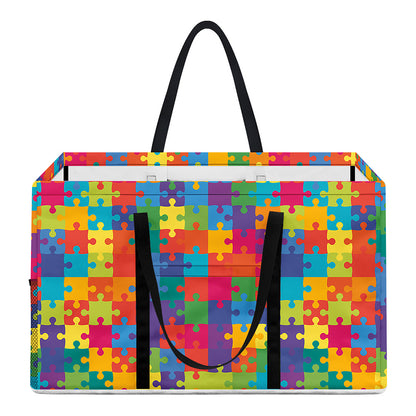 Colorful Autism Awareness Jigsaw Print Utility Tote Bag