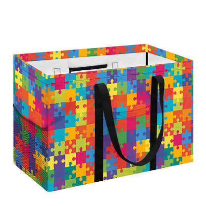 Colorful Autism Awareness Jigsaw Print Utility Tote Bag