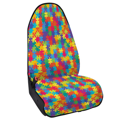 Colorful Autism Awareness Jigsaw Print Waterproof Car Seat Cover