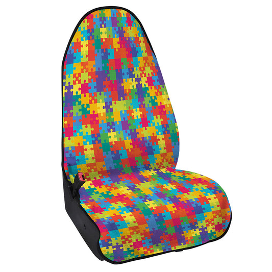 Colorful Autism Awareness Jigsaw Print Waterproof Car Seat Cover