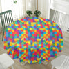 Colorful Autism Awareness Jigsaw Print Waterproof Round Tablecloth