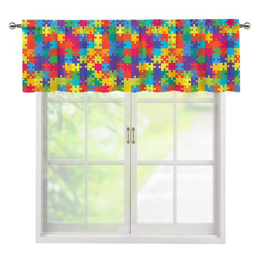 Colorful Autism Awareness Jigsaw Print Window Valance