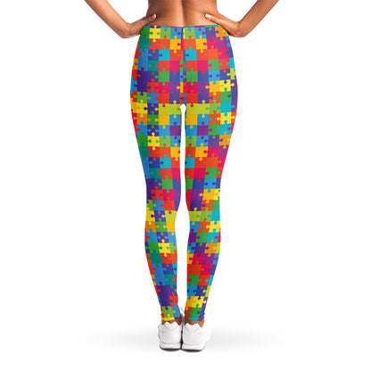 Colorful Autism Awareness Jigsaw Print Women's Leggings