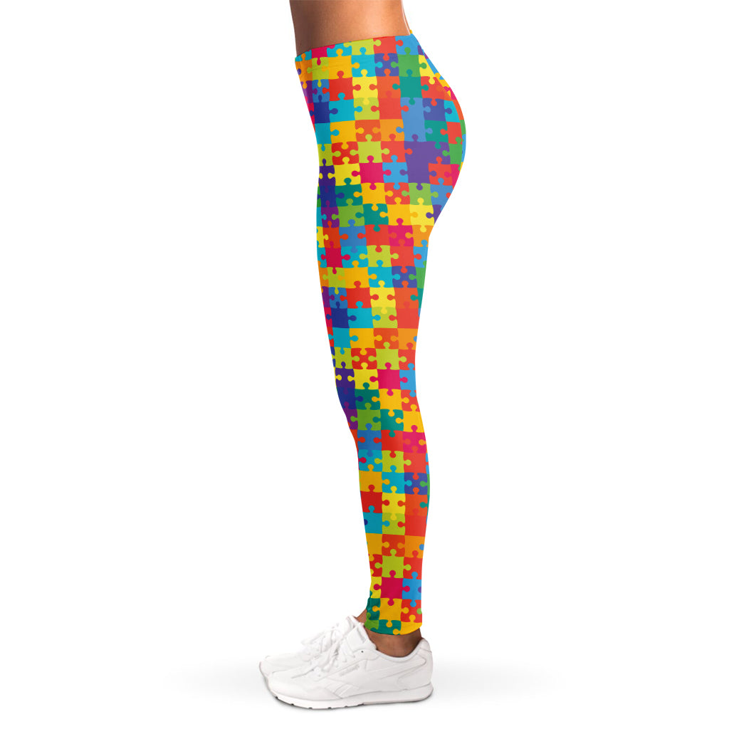 Colorful Autism Awareness Jigsaw Print Women's Leggings