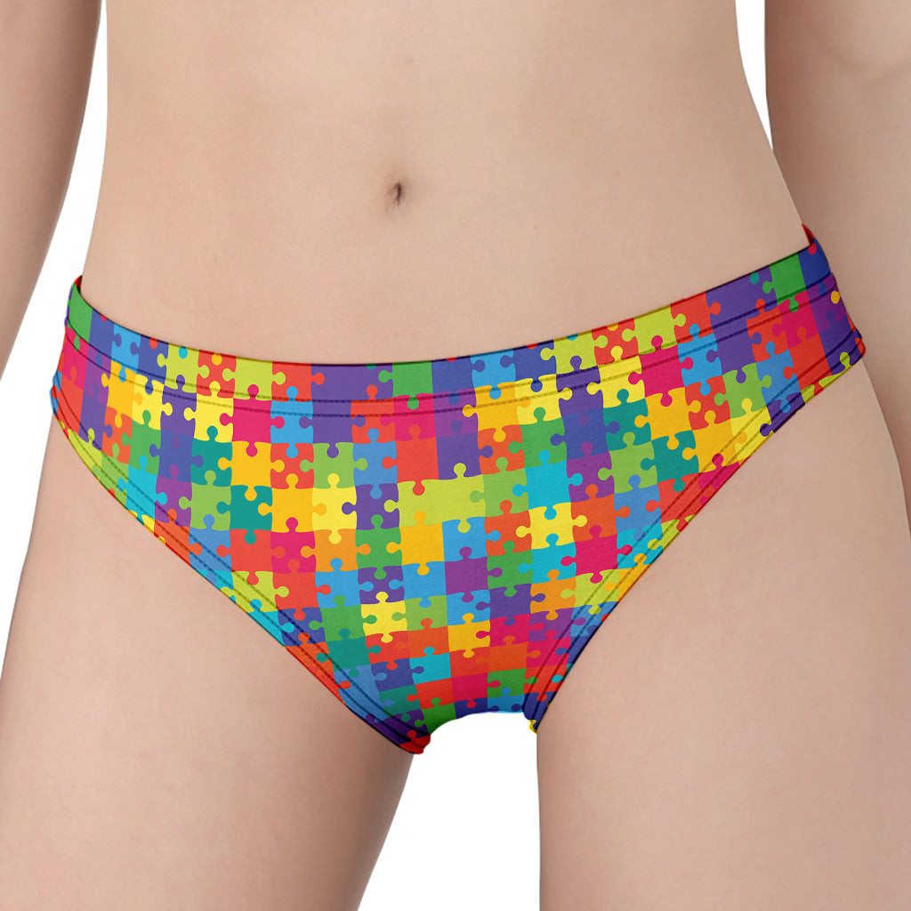 Colorful Autism Awareness Jigsaw Print Women's Panties