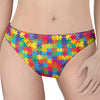 Colorful Autism Awareness Jigsaw Print Women's Thong