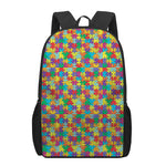 Colorful Autism Awareness Puzzle Print 17 Inch Backpack