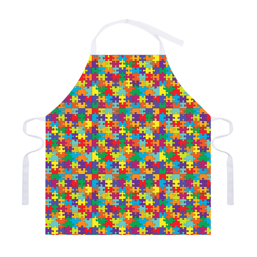 Colorful Autism Awareness Puzzle Print Adjustable Apron