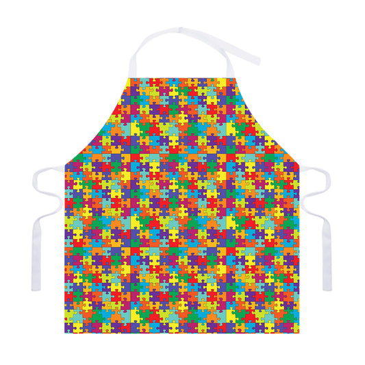 Colorful Autism Awareness Puzzle Print Adjustable Apron