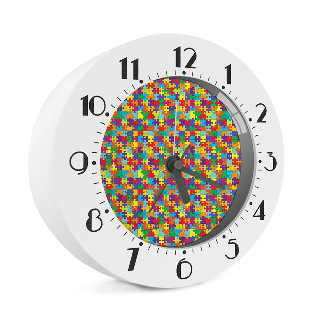 Colorful Autism Awareness Puzzle Print Alarm Clock