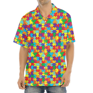 Colorful Autism Awareness Puzzle Print Aloha Shirt