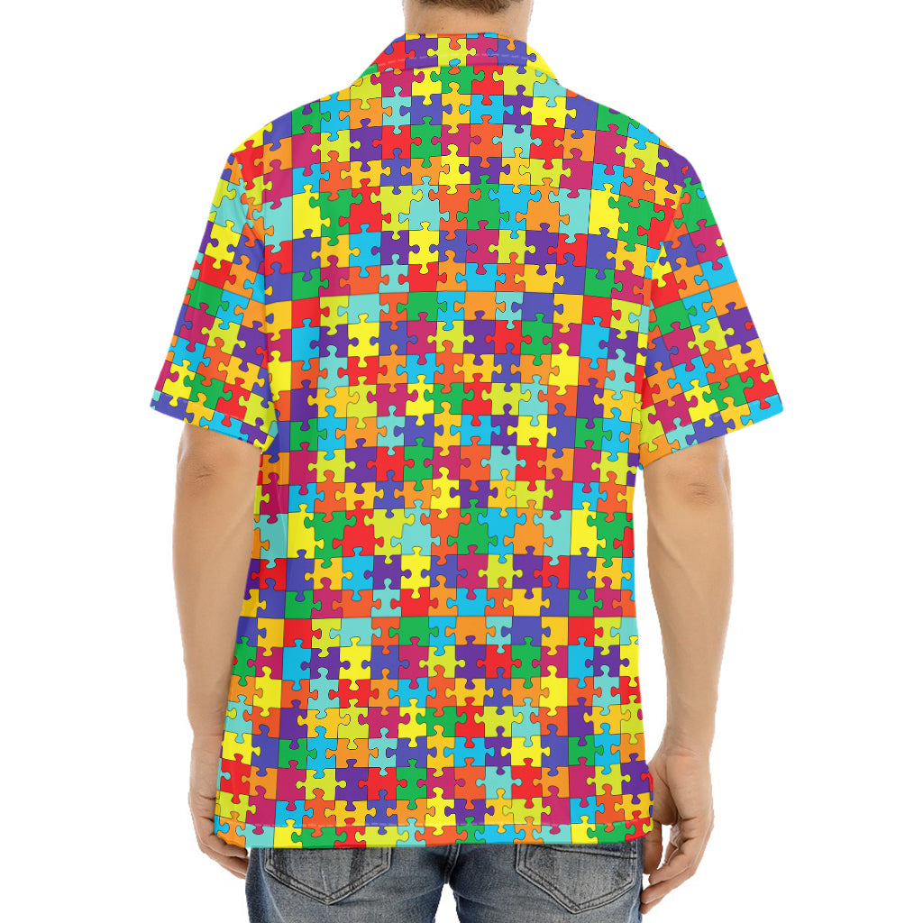 Colorful Autism Awareness Puzzle Print Aloha Shirt