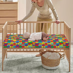 Colorful Autism Awareness Puzzle Print Baby Crib Sheet