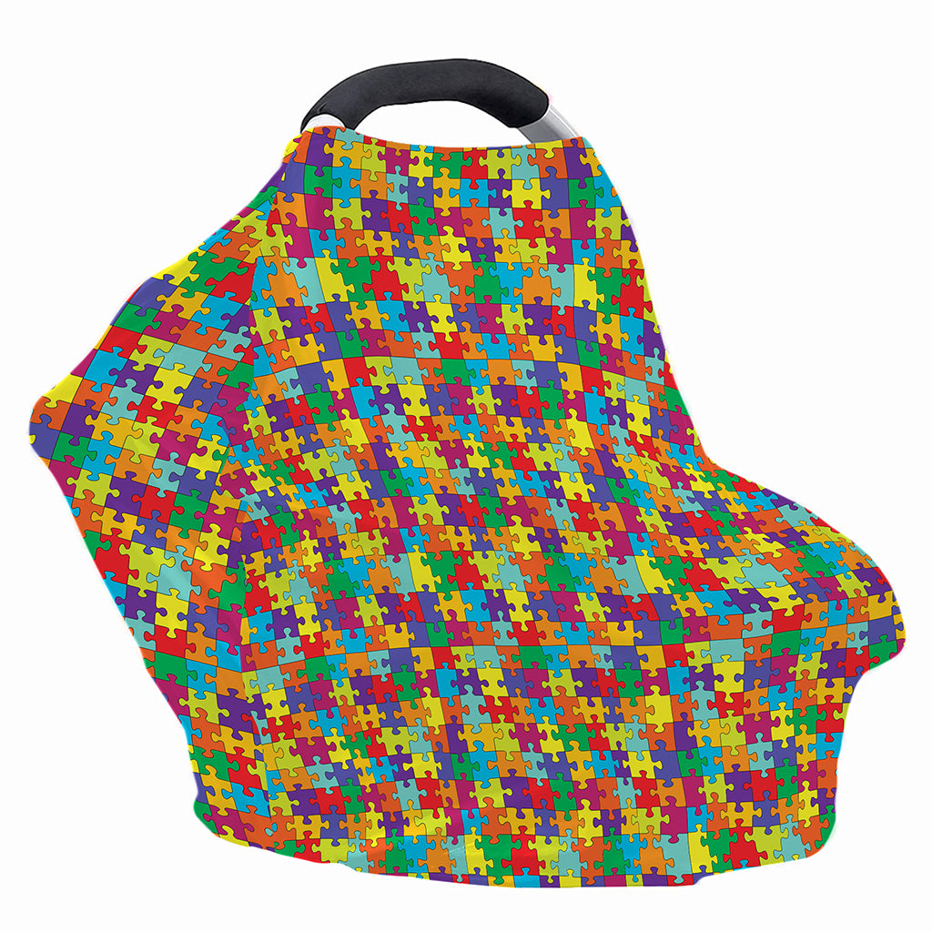 Colorful Autism Awareness Puzzle Print Baby Seat Cover