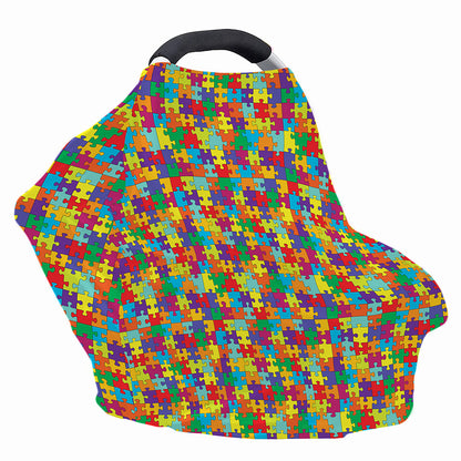 Colorful Autism Awareness Puzzle Print Baby Seat Cover