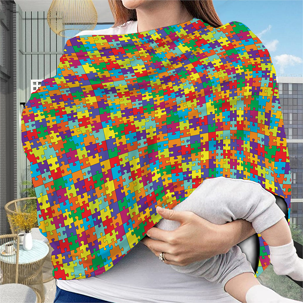 Colorful Autism Awareness Puzzle Print Baby Seat Cover