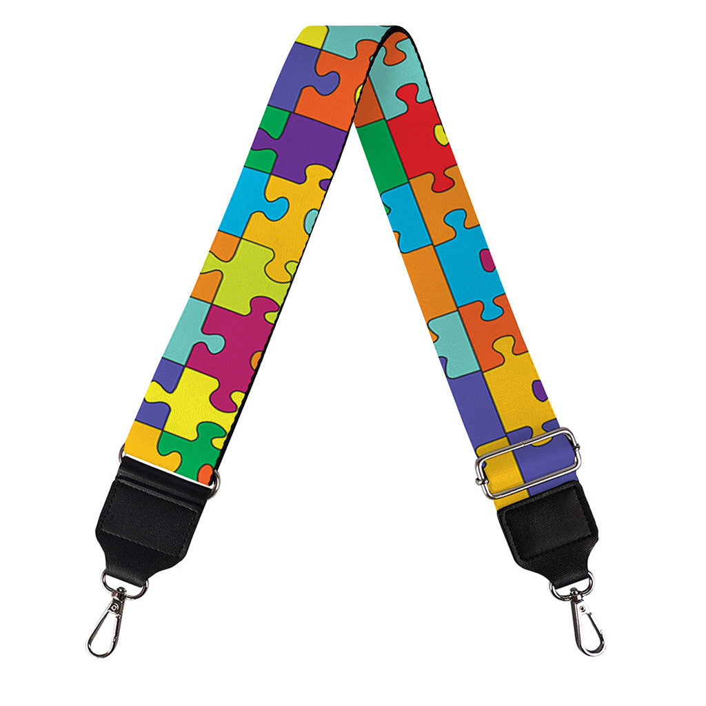 Colorful Autism Awareness Puzzle Print Bag Strap