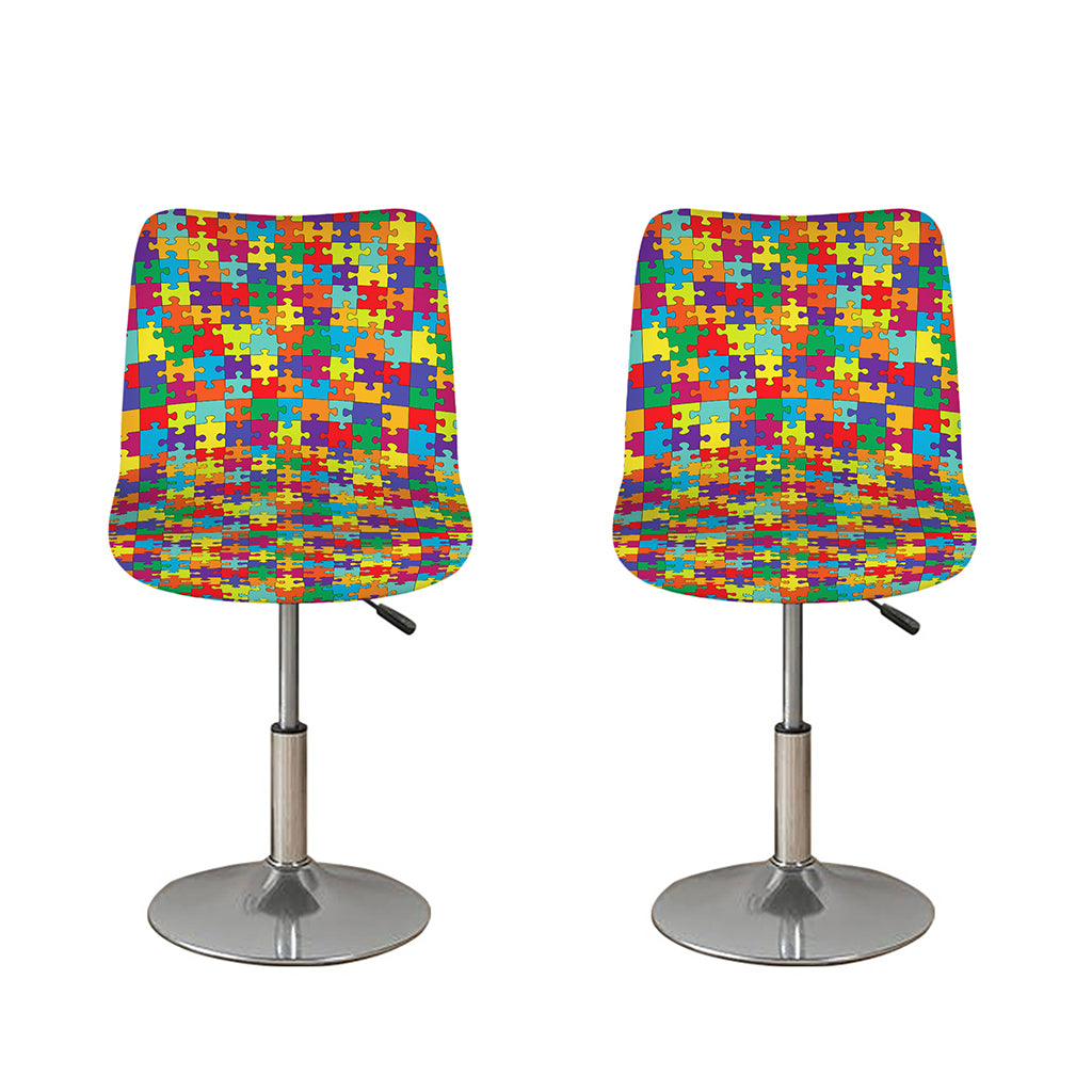 Colorful Autism Awareness Puzzle Print Bar Stool Covers