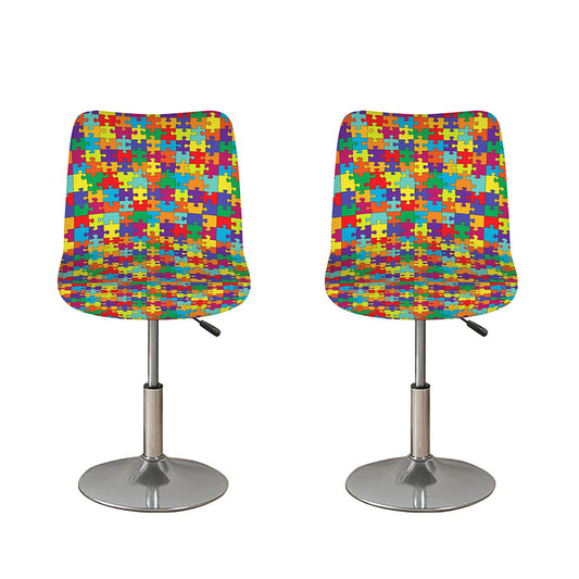 Colorful Autism Awareness Puzzle Print Bar Stool Covers