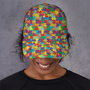 Colorful Autism Awareness Puzzle Print Baseball Cap