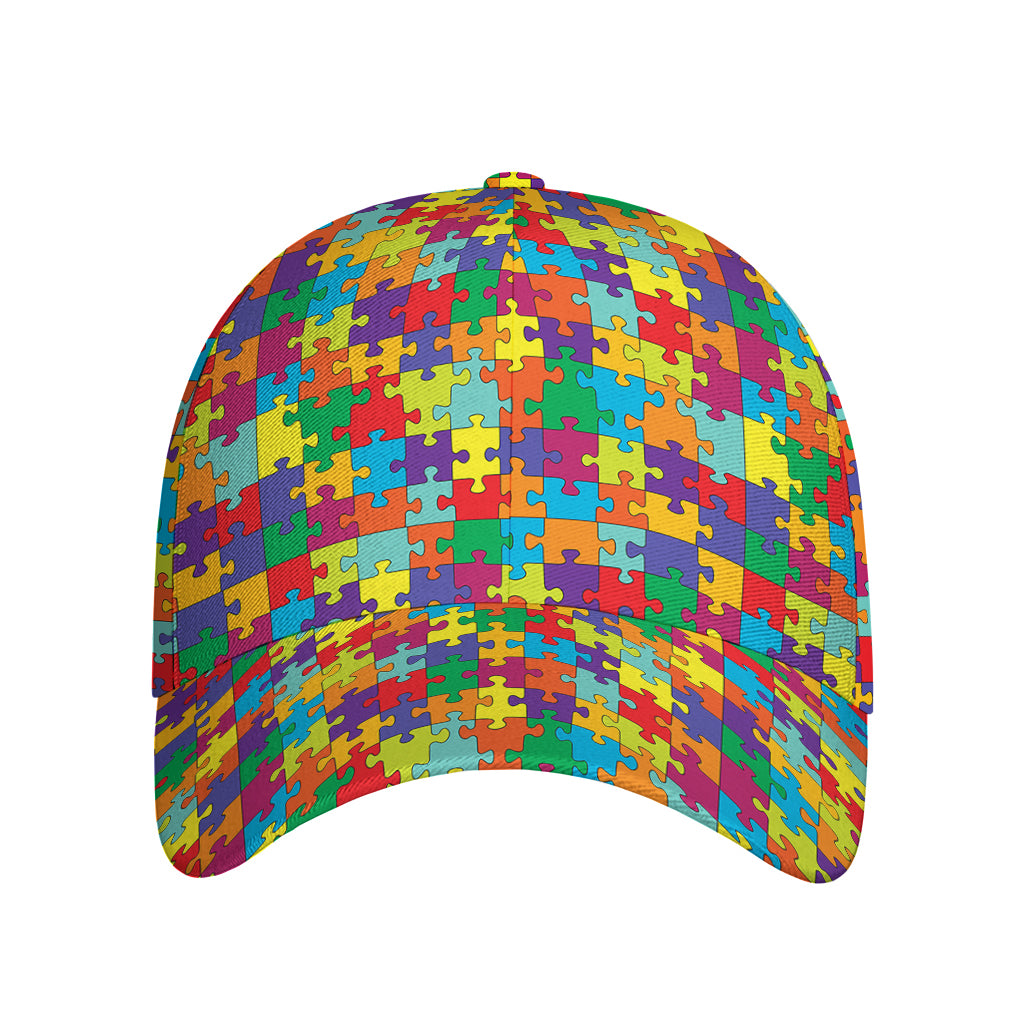 Colorful Autism Awareness Puzzle Print Baseball Cap