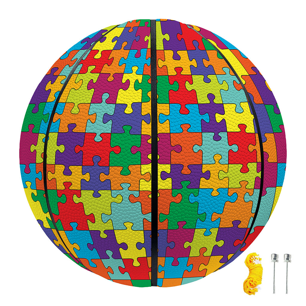 Colorful Autism Awareness Puzzle Print Basketball