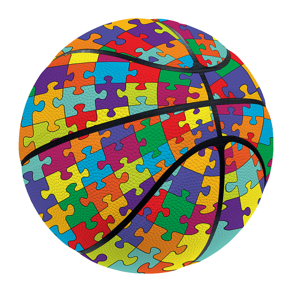 Colorful Autism Awareness Puzzle Print Basketball