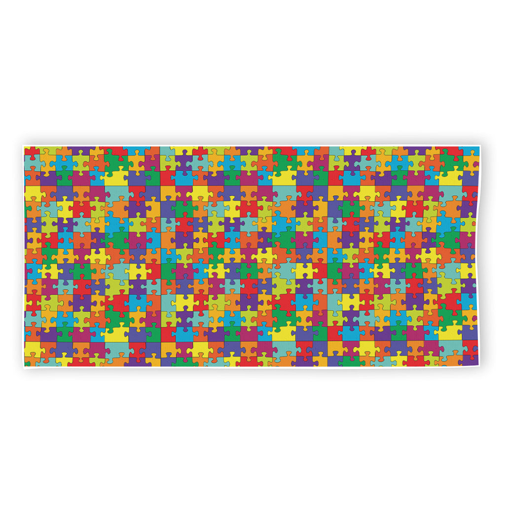 Colorful Autism Awareness Puzzle Print Beach Towel