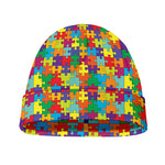 Colorful Autism Awareness Puzzle Print Beanie