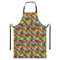 Colorful Autism Awareness Puzzle Print Bib Apron With Pocket