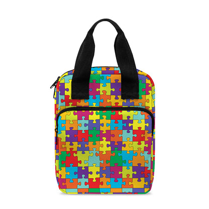 Colorful Autism Awareness Puzzle Print Bible Tote Bag