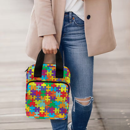 Colorful Autism Awareness Puzzle Print Bible Tote Bag