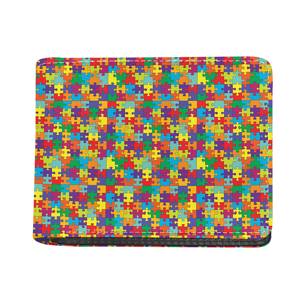 Colorful Autism Awareness Puzzle Print Bifold Wallet