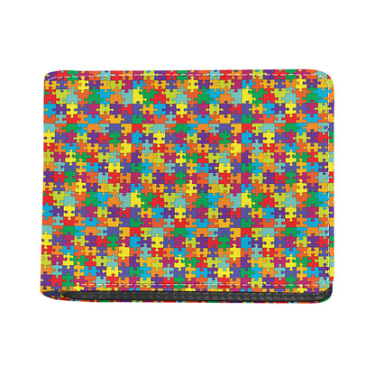 Colorful Autism Awareness Puzzle Print Bifold Wallet
