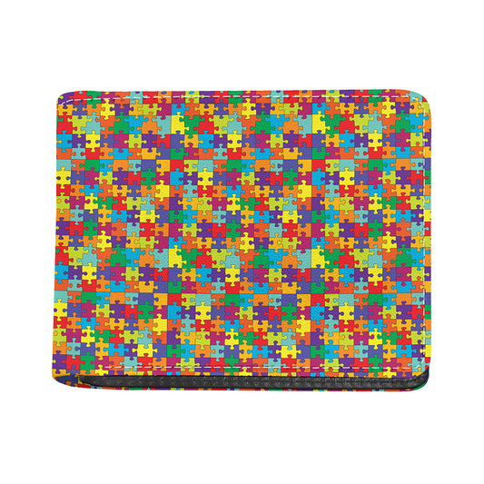 Colorful Autism Awareness Puzzle Print Bifold Wallet